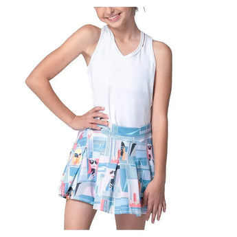 Girls' Linen Nouveau Tennis Skort Periwinkle-Apparel-Lucky In Love-B137-42E432F25-2-Tennis Express