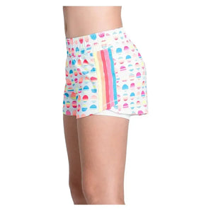 Girls' Retro Sunset Tennis Short White-Apparel-Lucky In Love-B157-32A110S25-1-Tennis Express