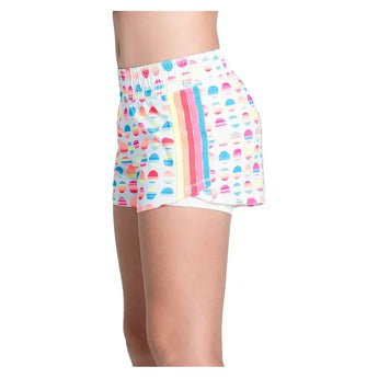 Girls' Retro Sunset Tennis Short White-Apparel-Lucky In Love-B157-32A110S25-1-Tennis Express