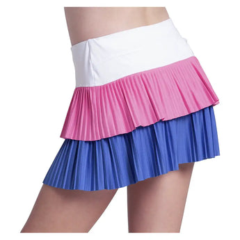 Girls' Doubles Pleated Tennis Skort Parisian Blue and Taffy,Apparel,Lucky In Love,,,Tennis Express,B166-434-4