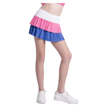 Girls' Doubles Pleated Tennis Skort Parisian Blue and Taffy,Apparel,Lucky In Love,,,Tennis Express,B166-434-5