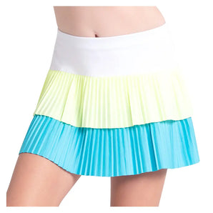 Girls' Doubles Pleated Tennis Skort Parrot and Lemon Frost,Apparel,Lucky In Love,Parrot/Lemon Frost,2XS,Tennis Express,B166-447-1