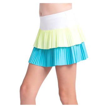 Girls' Doubles Pleated Tennis Skort Parrot and Lemon Frost,Apparel,Lucky In Love,,,Tennis Express,B166-447-5