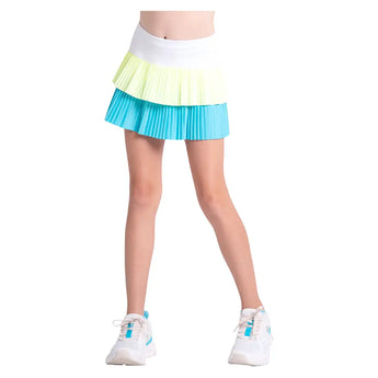 Girls' Doubles Pleated Tennis Skort Parrot and Lemon Frost,Apparel,Lucky In Love,,,Tennis Express,B166-447-6