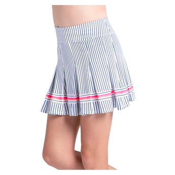 Girls' Pinstripe Pop Tennis Skort White-Apparel-Lucky In Love-B176-43G110-3-Tennis Express