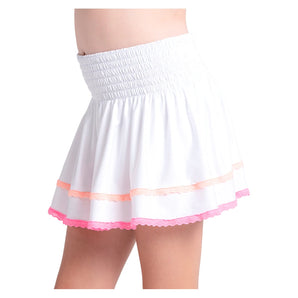 Girls' Smocked Frill Tennis Skort White-Apparel-Lucky In Love-B181-120-1-Tennis Express