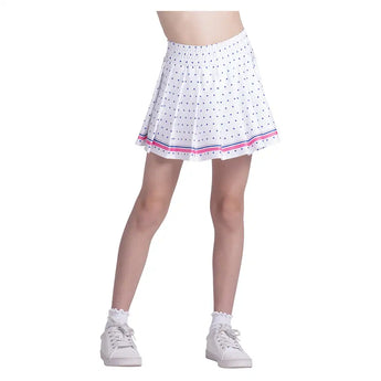 Girls' Bold Statement Pleat Tennis Skort White,Apparel,Lucky In Love,,,Tennis Express,B186-12J110-5