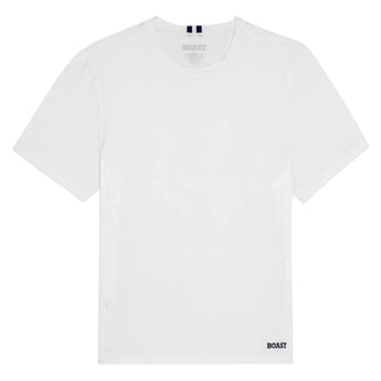 Men's Short Sleeve Tournament Tennis Crew, Boast, White/Navy, Tennis Express, BM5TP20-F26-WHITE-NAVY-1