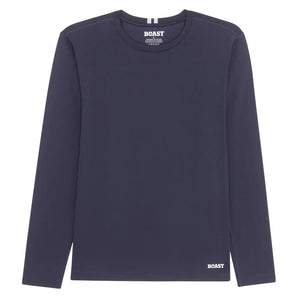 Men's Long Sleeve Tournament Tennis Crew, Boast, Navy/White, Tennis Express, BM5TP30-F26-NAVY-WHITE-1