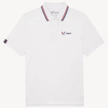 Men's BXV Performance Tennis Polo with Tipping,Apparel,Boast,White/Racing Red,S,Tennis Express,BVM13PO1-F26-W