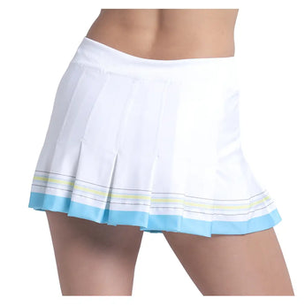 Women's Victory Lane Pleat Tennis Skort White and Brusette Blue,Apparel,Lucky In Love,,,Tennis Express,CB676-67F165-4