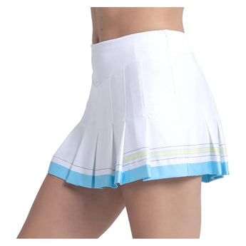 Women's Victory Lane Pleat Tennis Skort White and Brusette Blue,Apparel,Lucky In Love,,,Tennis Express,CB676-67F165-6
