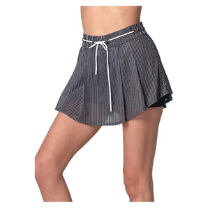 Women's High Waist Pinstripe Tennis Skort Black-Apparel-Lucky In Love-CB812-72D001-1-Tennis Express