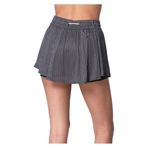 Women's High Waist Pinstripe Tennis Skort Black-Apparel-Lucky In Love-CB812-72D001-2-Tennis Express