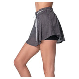 Women's High Waist Pinstripe Tennis Skort Black-Apparel-Lucky In Love-CB812-72D001-4-Tennis Express