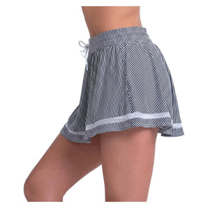 Women's High Waist Seersucker Tennis Skort Black, Lucky In Love, Tennis Express, CB822-001F26-1