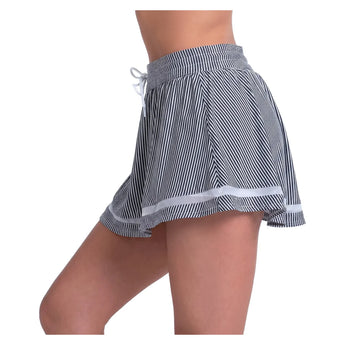 Women's High Waist Seersucker Tennis Skort Black, Lucky In Love, Tennis Express, CB822-001F26-1