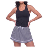 Women's High Waist Seersucker Tennis Skort Black, Lucky In Love, Tennis Express, CB822-001F26-2
