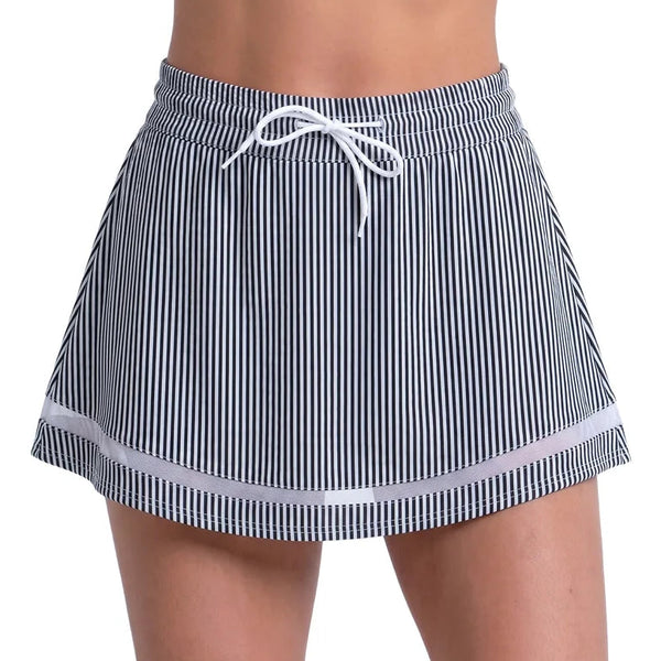 Women's High Waist Seersucker Tennis Skort Black, Lucky In Love, Black, Tennis Express, CB822-001F26-BLACK-1