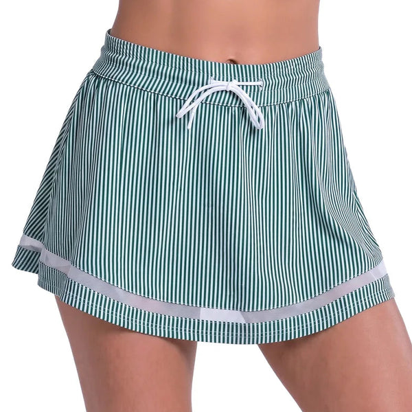 Women's High Waist Seersucker Tennis Skort Team Green, Lucky In Love, Team Green, Tennis Express, CB822-300F26-TEAM-GREEN-1