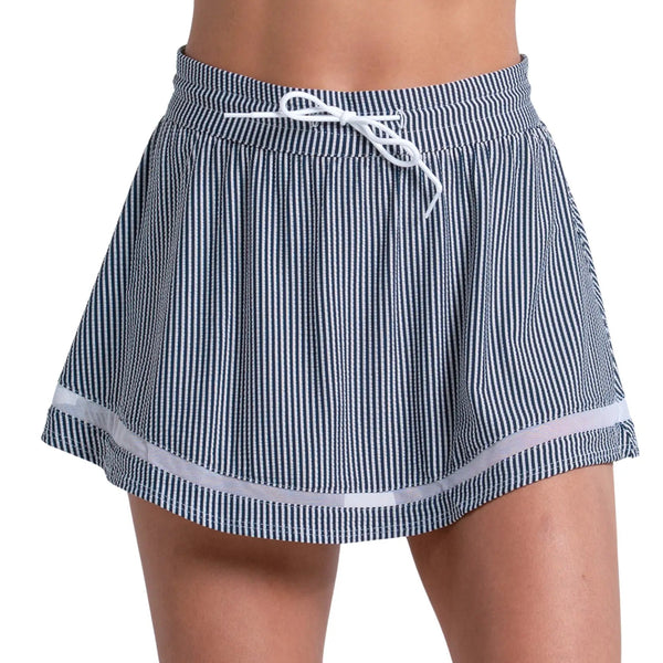 Women's High Waist Seersucker Tennis Skort Midnight,Apparel,Lucky In Love,Midnight,XS,Tennis Express,CB822-401F26_1