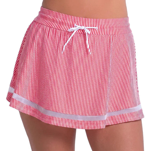 Women's High Waist Seersucker Tennis 13 Inch Skort Team Red, Lucky In Love, Team Red, Tennis Express, CB822-603F26-TEAM-RED-1
