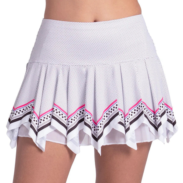 Women's Right On Point 13 Inch Tennis Skort White, Lucky In Love, White, Tennis Express, CB837-13H110-WHITE-1