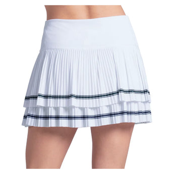 Women's Preppy Court 14 Inch Pleated Tennis Skort White, Lucky In Love, Tennis Express, CB843-03H110-1