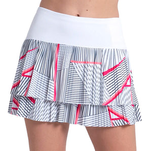Women's Geo Glow Pleated Tennis Skort White-Apparel-Lucky In Love-CB843-31F110-1-Tennis Express