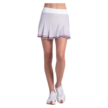 Women's Point Taken 14 Inch Pleat Tennis Skort White, Lucky In Love, Tennis Express, CB862-14H110-3