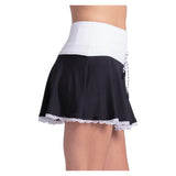 Women's Hip Tie Lace 13 Inch Tennis Skort Black and White, Lucky In Love, Tennis Express, CB865-121-2