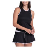 Women's Hip Tie Lace 13 Inch Tennis Skort Black and White, Lucky In Love, Tennis Express, CB865-121-4