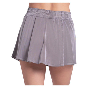 Women's High Waist Rib Sport Cord 13 Inch Tennis Skort White and Black, Lucky In Love, Tennis Express, CB874-121-1