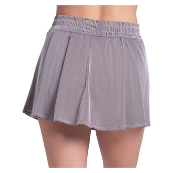 Women's High Waist Rib Sport Cord 13 Inch Tennis Skort White and Black, Lucky In Love, Tennis Express, CB874-121-1