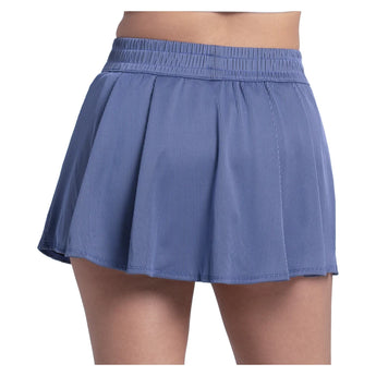 Women's High Waist Rib Sport Cord 13 Inch Tennis Skort Parisian Blue, Lucky In Love, Tennis Express, CB874-434-1