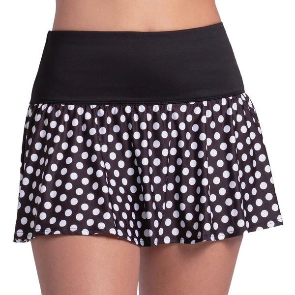 Women's Spot On Flounce 13 Inch Tennis Skort Black, Lucky In Love, Black, Tennis Express, CB877-07H001-BLACK-1