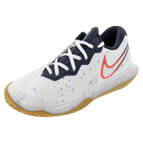 Men's Air Zoom Vapor Cage 4 Tennis Shoes White and Laser Crimson