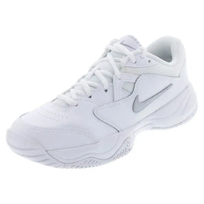 Juniors' Court Lite 2 Tennis Shoes White and Metallic Silver-Footwear-Nike-CD0440-105H25copy-Tennis Express