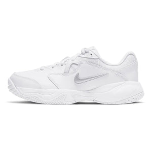Juniors' Court Lite 2 Tennis Shoes White and Metallic Silver-Footwear-Nike-CD0440-105_1-Tennis Express