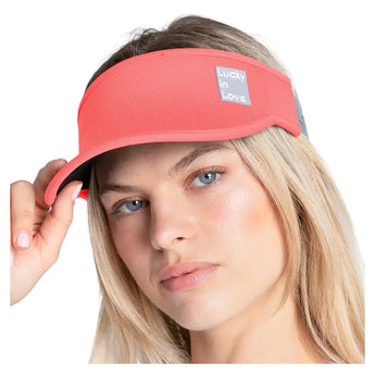 Women's Lucky Logo Stretch Visor,Apparel,Lucky In Love,807 Flame,One Size,Tennis Express,CH011-F26-807-1