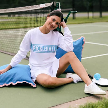 Women's Club Sport Pickleball Sweater White and Light Blue-Apparel-Ame and Lulu-CSS-P-S25-3-Tennis Express