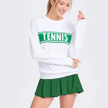 Women's Club Sport Tennis Sweatshirt White and Green-Apparel-Ame and Lulu-CSS-T-S25-1-Tennis Express