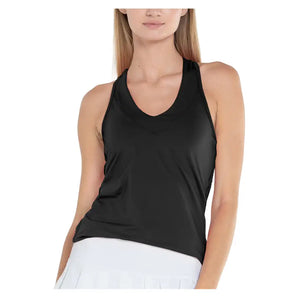 Women's V-Neck Tennis Tank with Bra,Apparel,Lucky In Love,XL,BLACK,Tennis Express,CT60-B-3