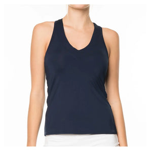 Women's V-Neck Tennis Tank with Bra,Apparel,Lucky In Love,Midnight,XS,Tennis Express,CT60-B-N