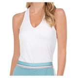 Women's V-Neck Tennis Tank with Bra,Apparel,Lucky In Love,White,XS,Tennis Express,CT60-B-W