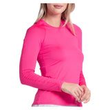 Women's Breeze Long Sleeve Tennis Top Shocking Pink, Lucky In Love, Tennis Express, CT908-645-5