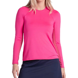 Women's Breeze Long Sleeve Tennis Top Shocking Pink, Lucky In Love, Shocking Pink, Tennis Express, CT908-645-SHOCKING-PINK-2