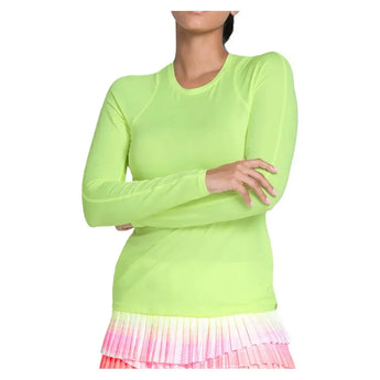 Women's LUV Breeze Long Sleeve Tennis Top Lemon Frost-Apparel-Lucky In Love-CT908-718-2-Tennis Express
