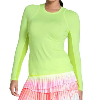 Women's LUV Breeze Long Sleeve Tennis Top Lemon Frost-Apparel-Lucky In Love-CT908-718-Tennis Express