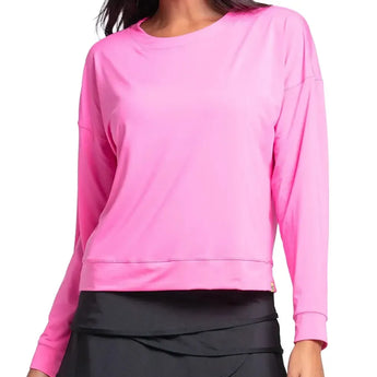 Women's LUV Hype Long Sleeve Tennis Top-Apparel-Lucky In Love-CT910-B-TAf-Tennis Express